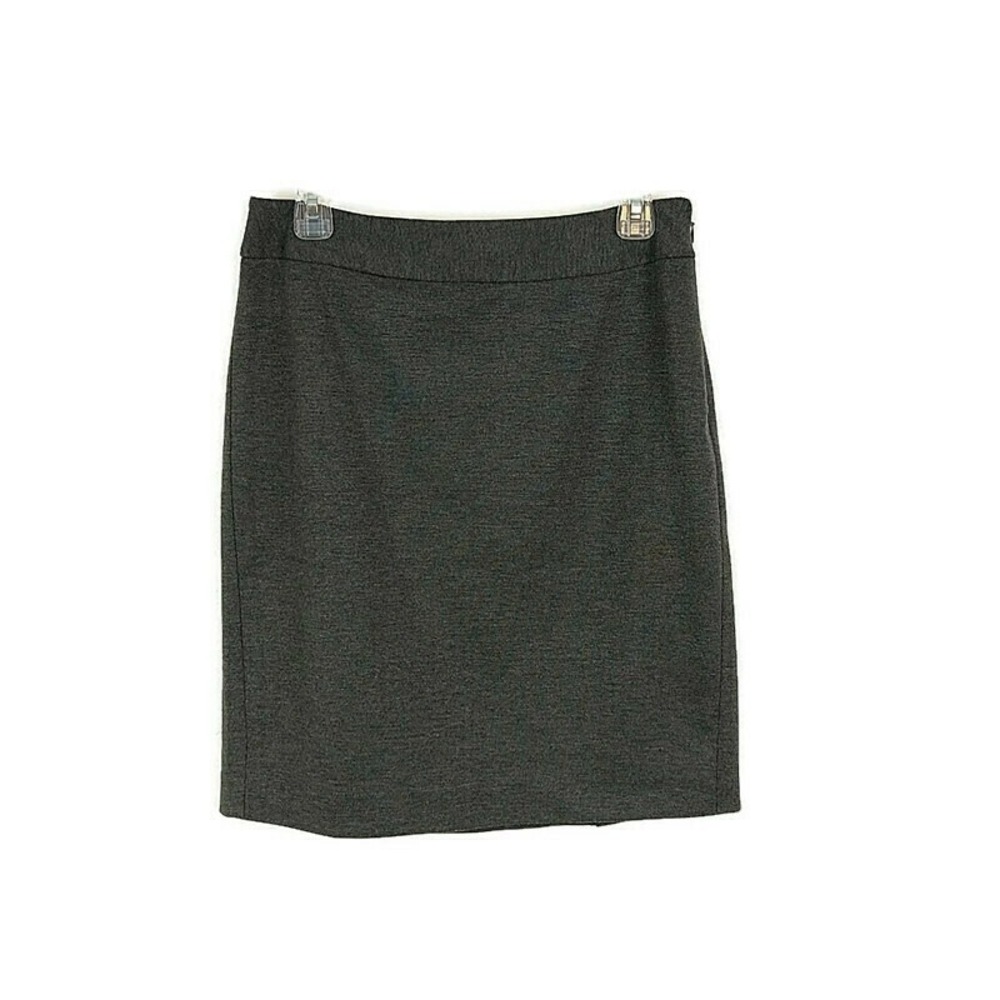 LOFT Womens sz 4 Pencil Skirt Solid Gray Knee Length Double Slit‎ Side Zip Up